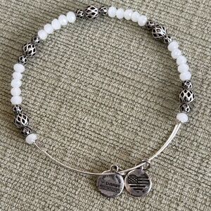 ALEX & ANI White Crystal Silver Flexible Bangle